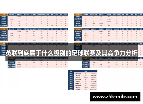 英联到底属于什么级别的足球联赛及其竞争力分析