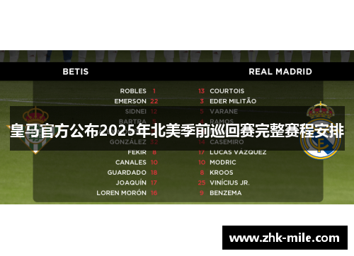 皇马官方公布2025年北美季前巡回赛完整赛程安排